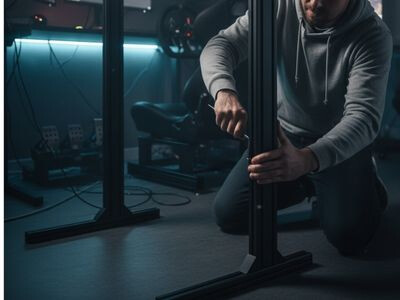 SimRacing Monitor Stand wird aufgebaut