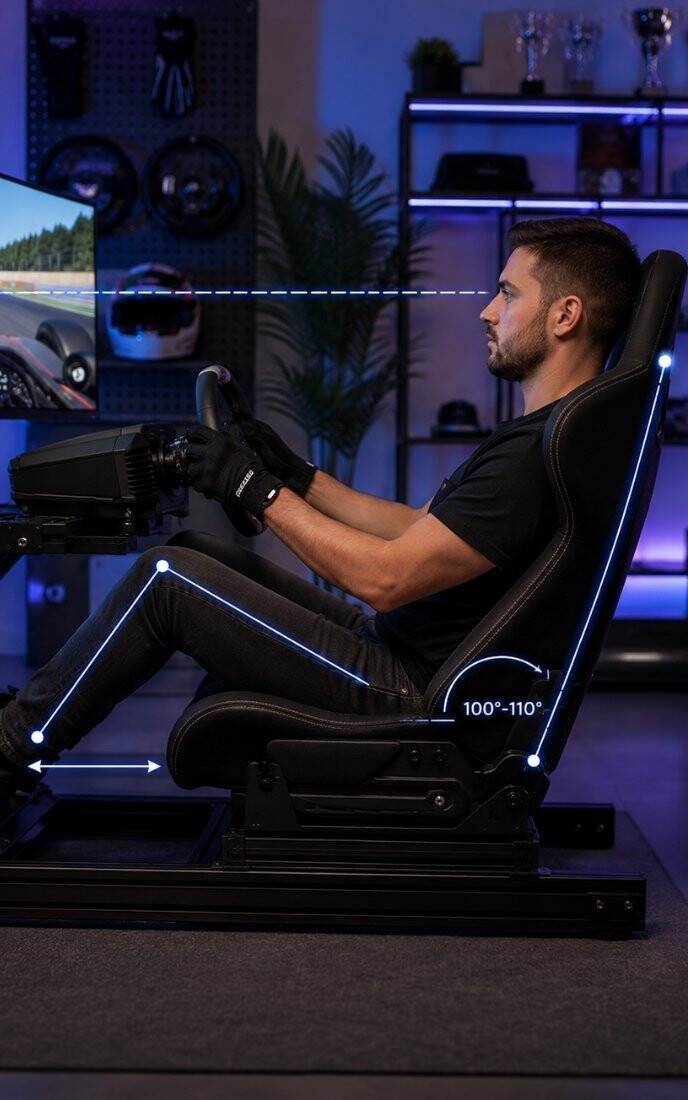 Grafik zur Veranschaulichung einer guten Simracing Sitzposition