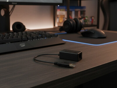 Fanatec Zubehör Adapter liegend auf dem Tisch