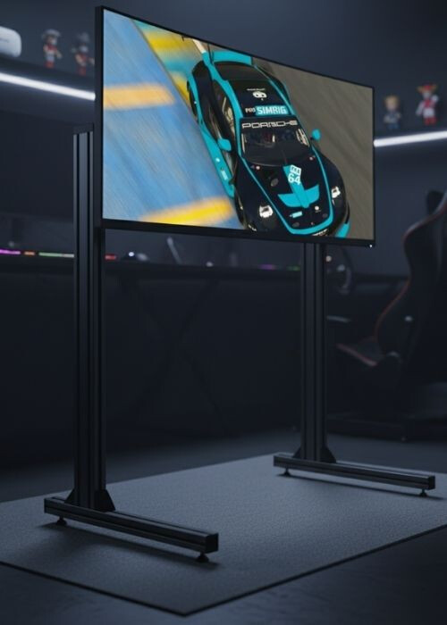 SimRacing Monitor Stand in Gaming Raum