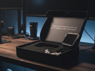 kleines SimRacing Dashboard in Verpackung auf Tisch