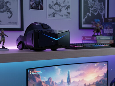 VR Brille für SimRacing auf Regal